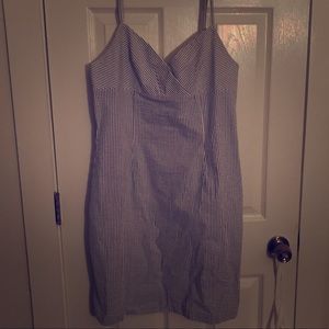 Blue and white striped cotton summer dress